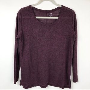 Old Navy Linen Boyfriend Long Sleeve Shirt Maroon